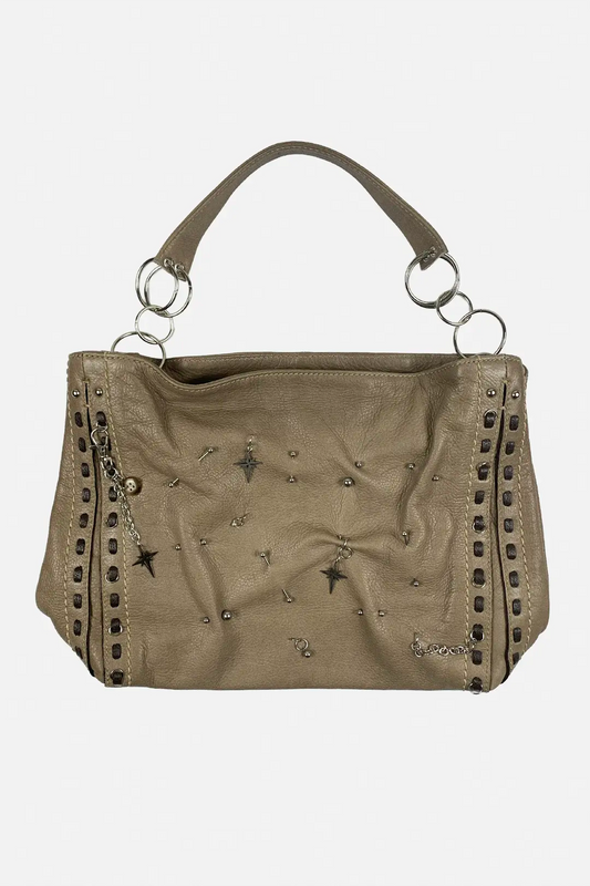 Pierced Leather Bag | Taupe