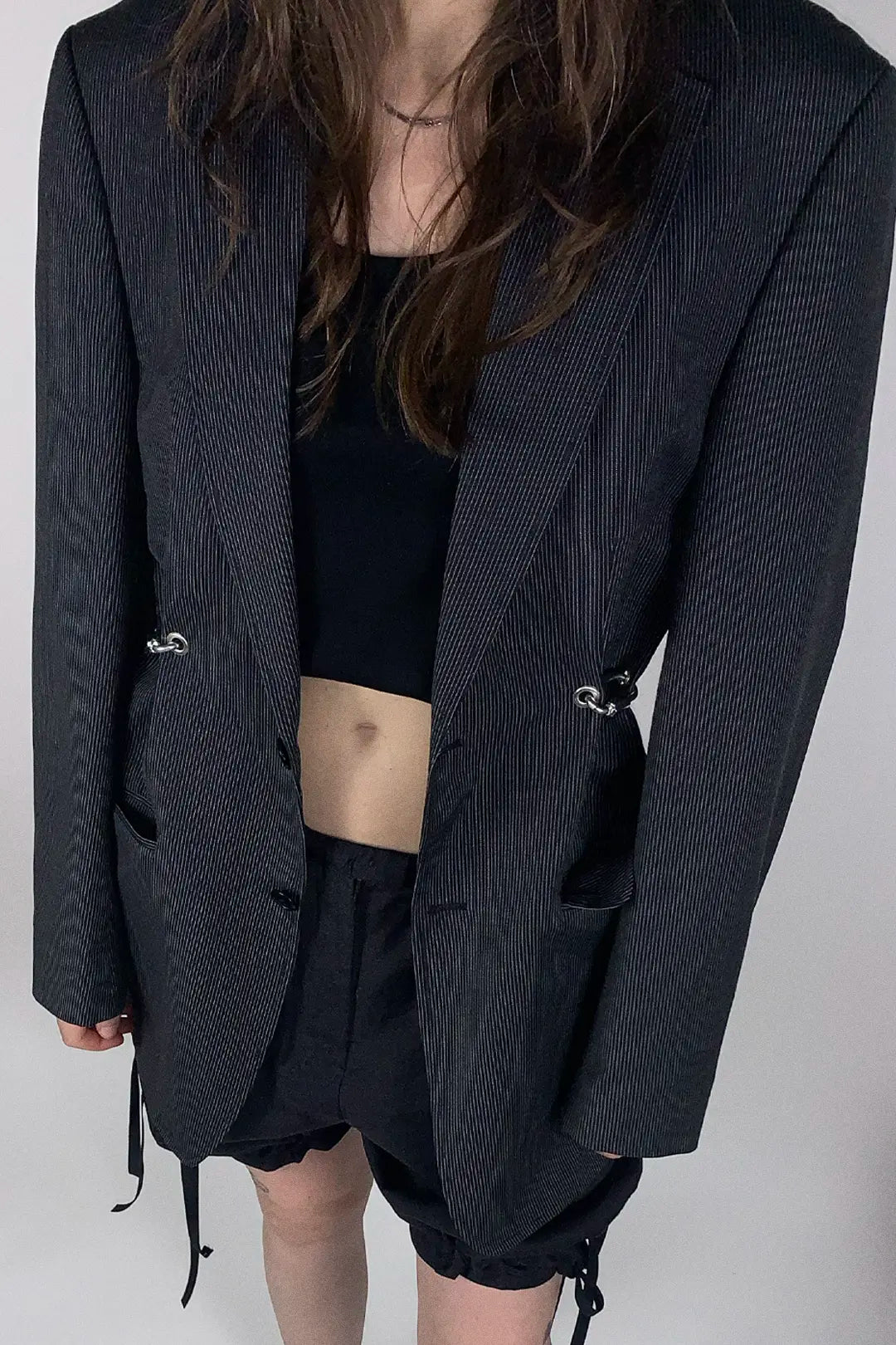 Pinstripe Carabiner Blazer