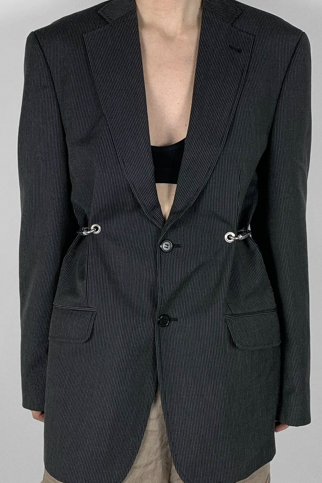 Pinstripe Carabiner Blazer