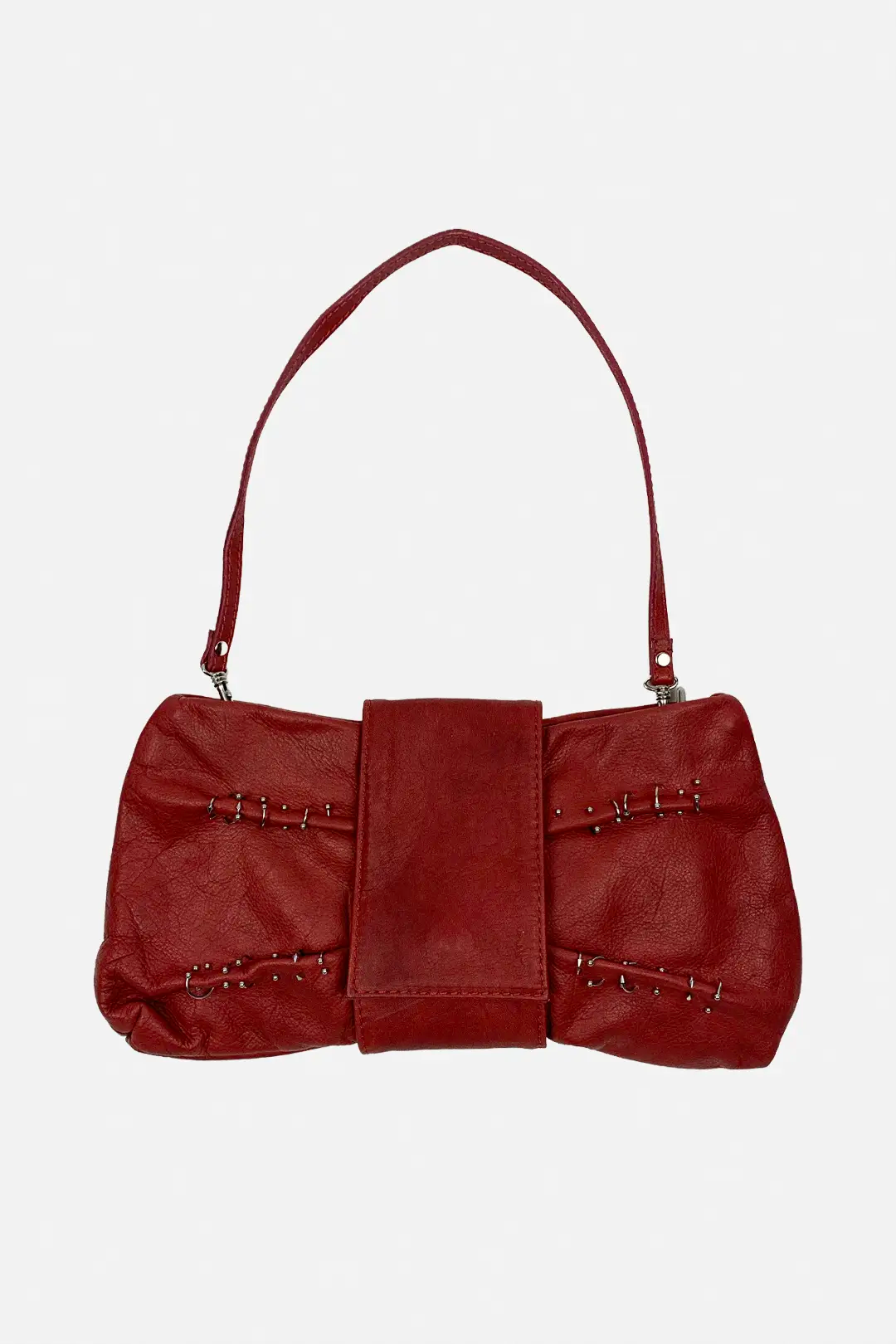 Red Pierced Leather Bag