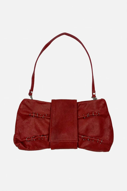 Red Pierced Leather Bag