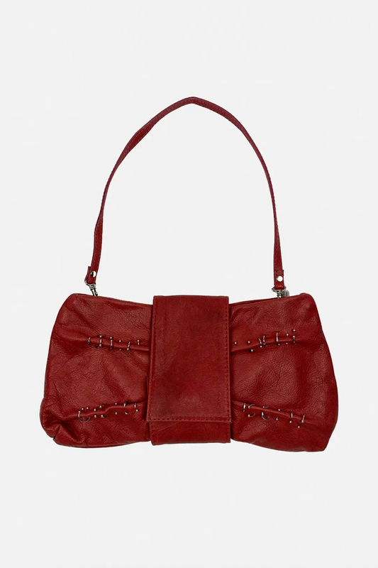 Red Pierced Leather Bag