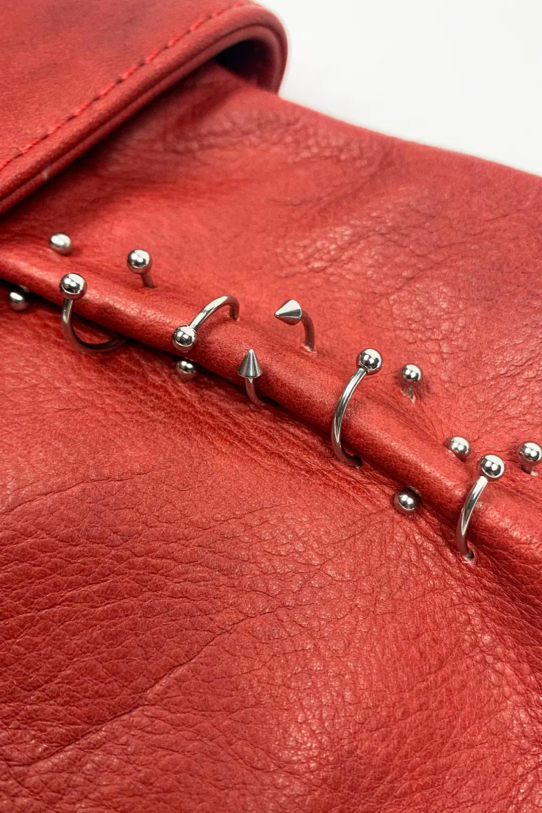 Red Pierced Leather Bag