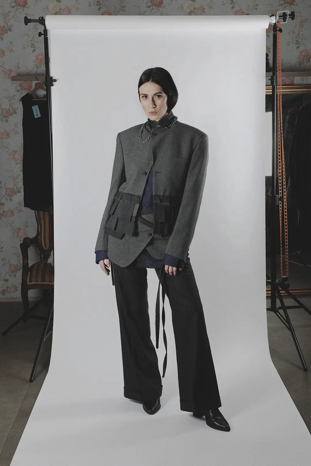 Charcoal Pleat Blazer