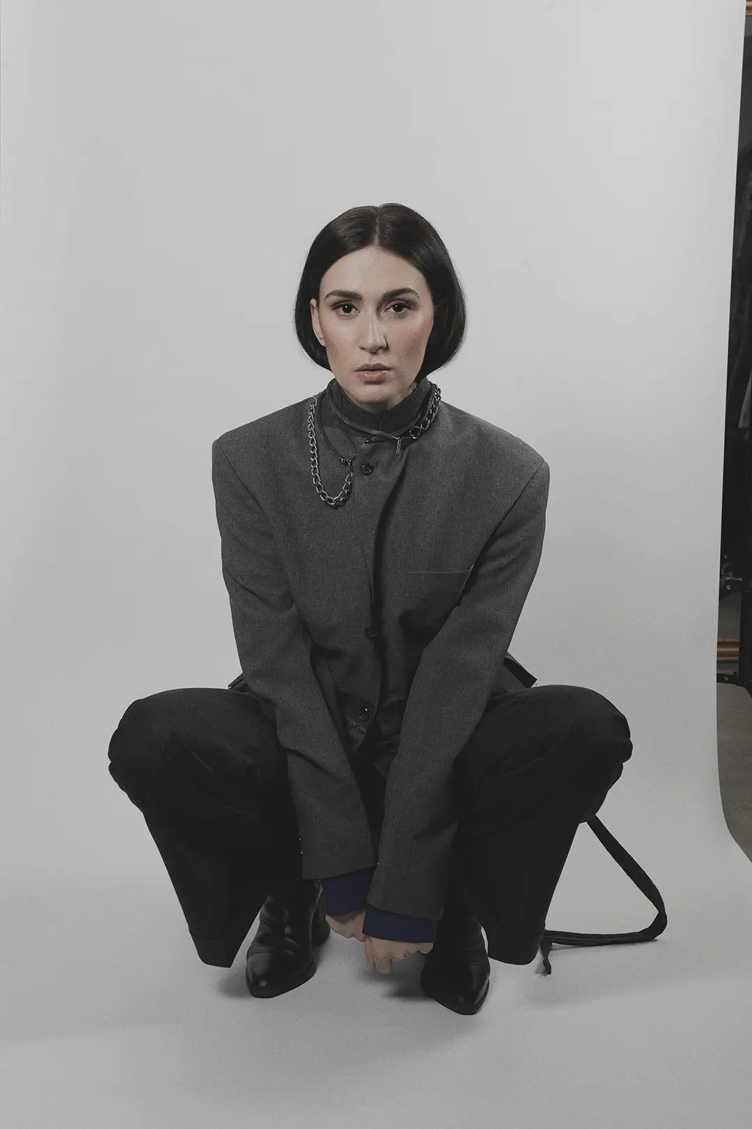 Charcoal Pleat Blazer