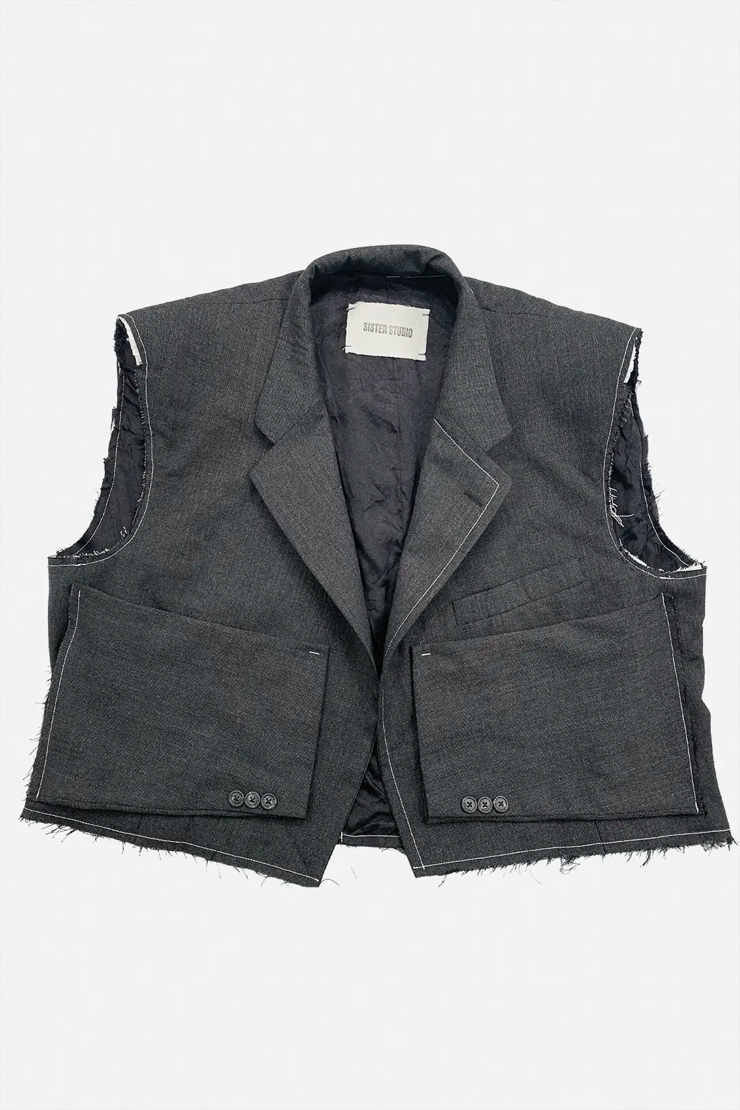 Sleeve Panel Wool Vest