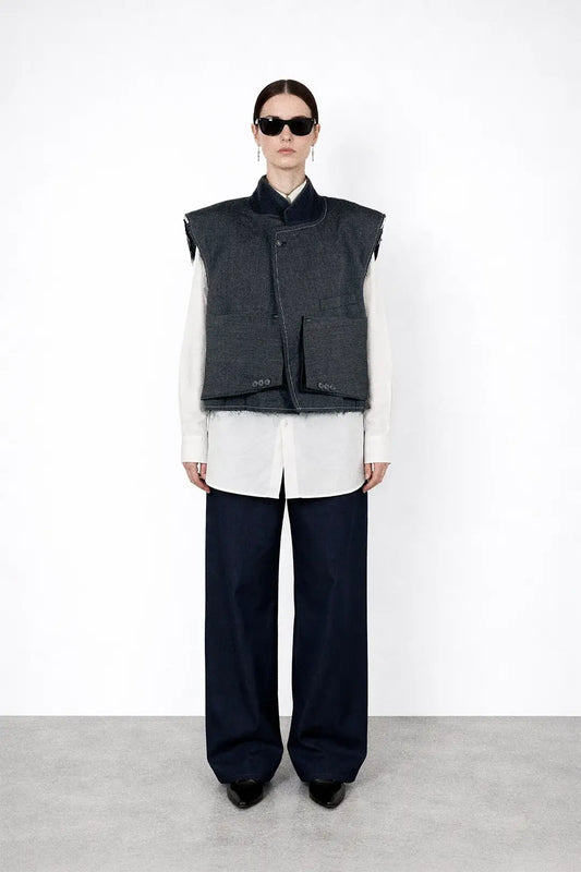 Sleeve Panel Wool Vest