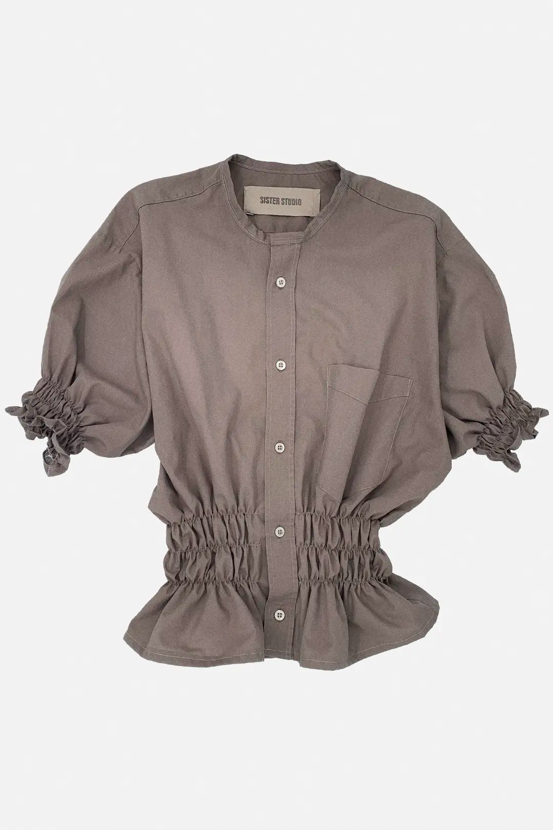 Taupe Shirred Top