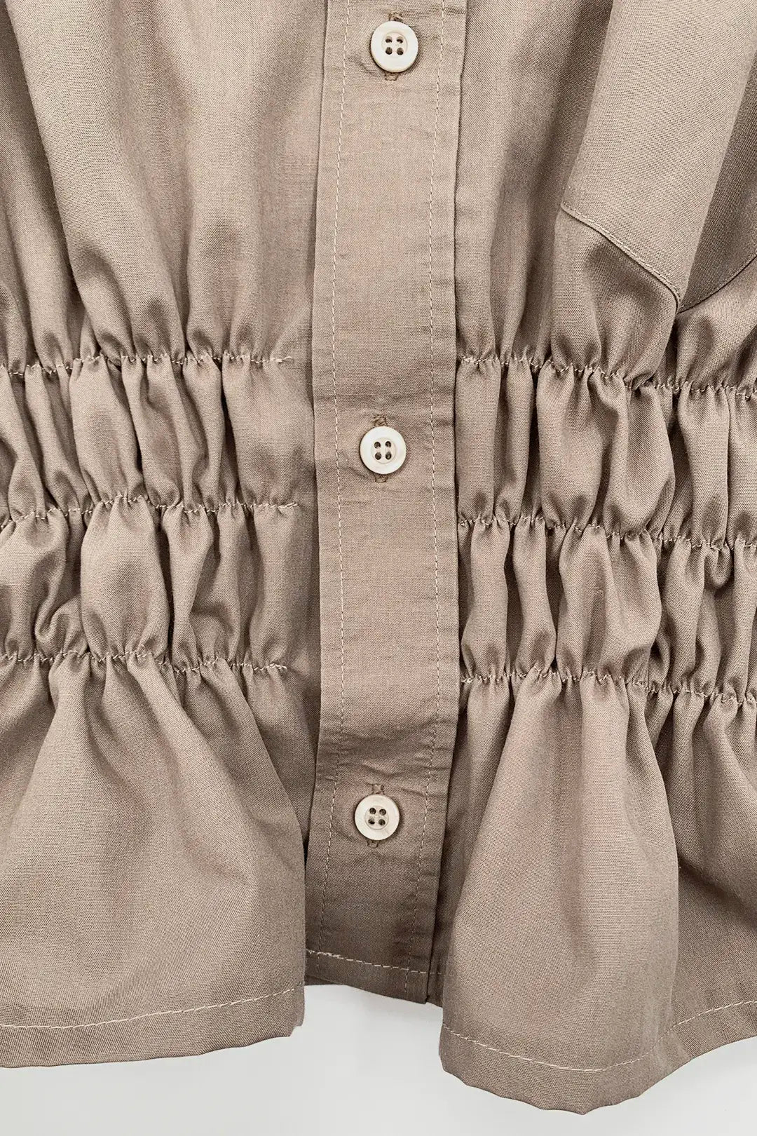 Taupe Shirred Top