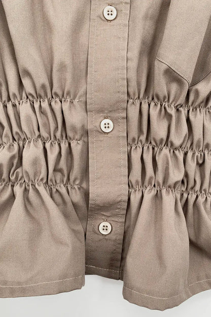 Taupe Shirred Top