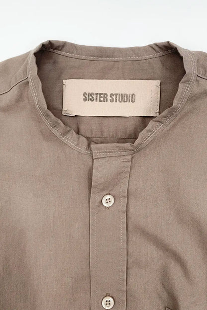 Taupe Shirred Top