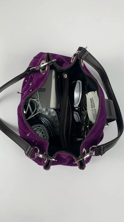 Purple Pierced Suede Bag